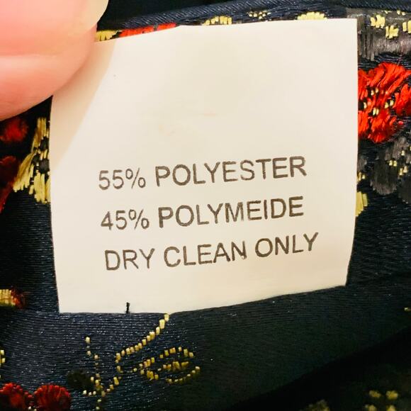 Vintage Chinese Sz L Style Gold Silky Reversible Jacket Floral Embroidered Retro - Picture 16 of 16